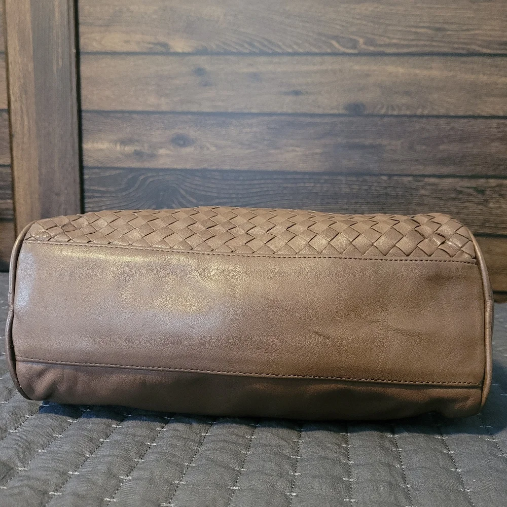 Four Seasons Handbags Women's Crossbody Brown Woven Leather Purse - Picture 5 of 12